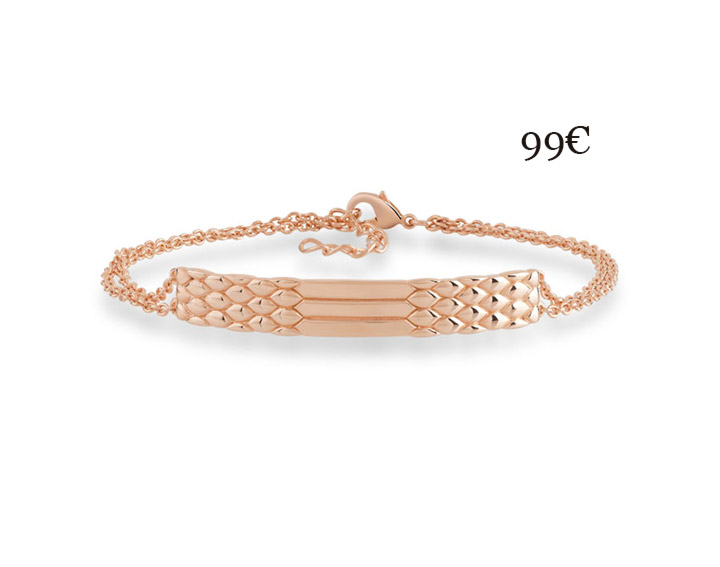 BRACELET en plaqué or rose, motif inspiration peau de serpent. 99,00€