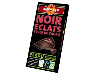 Noir éclats fèves de cacao