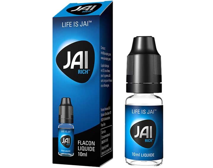 JAI Rich - Flacon de liquide 10ml
Mélange aromatique, expérience plus douce - Nicotine 16mg/g