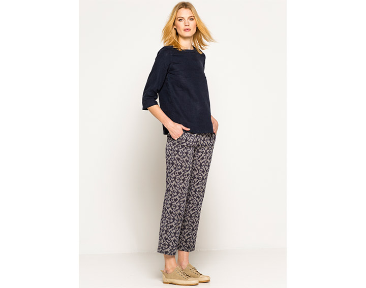 Pantalon fluide, femme coton véritable ikat, "DERVIO" - 85€