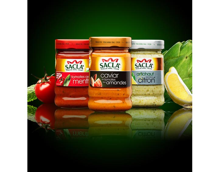 Saclà 190g Tomates Cerise Menthe - Caviar de Tomates aux Amandes - Artichaut Zestes de Citron