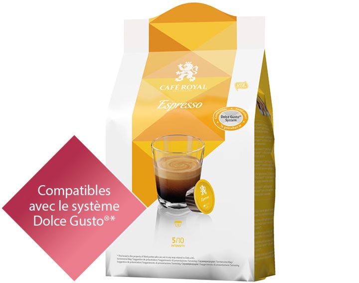 Capsules Café Royal Espresso
*Cette marque est la propriété de tiers qui n’ont aucune relation avec Delica AG.