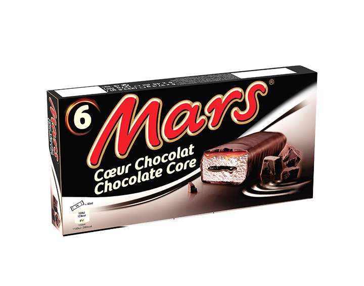 Boîte de 6 barres glacées Mars Cœur Chocolat