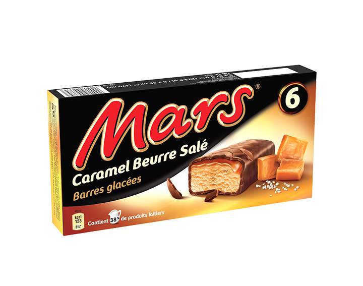 Boîte de 6 barres glacées Mars Caramel Beurre Salé