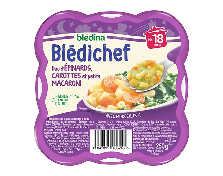 Duo d'épinards, carottes et petits macaroni