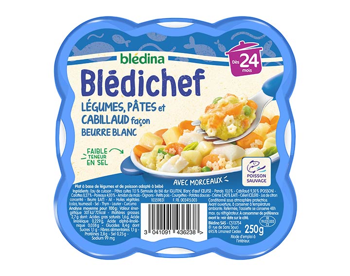 Légumes, pâtes et cabillaud façon beurre blanc