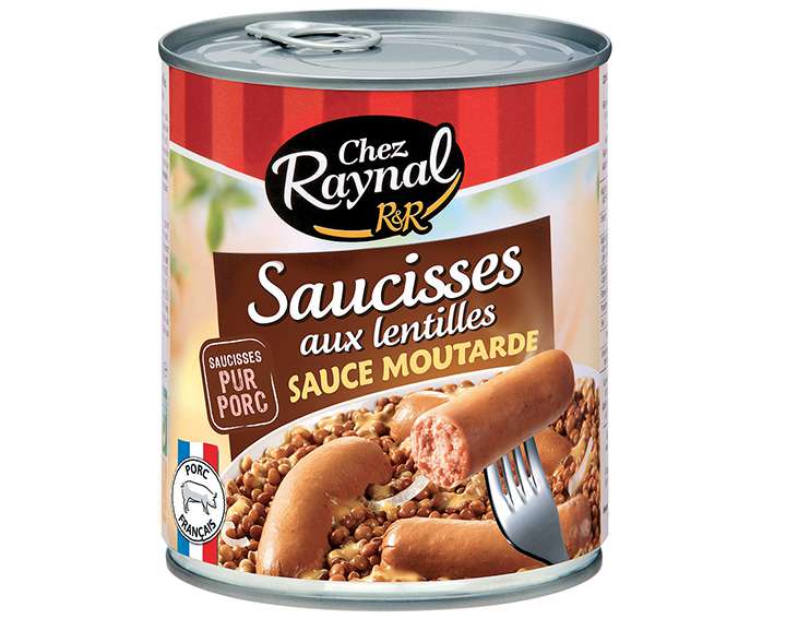 Saucisses aux Lentilles Sauce Moutarde