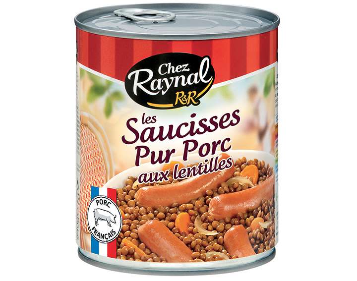 Les Saucisses Pur Porc aux Lentilles