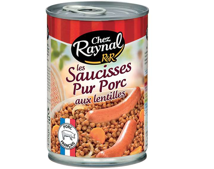 Les Saucisses Pur Porc aux Lentilles 840g