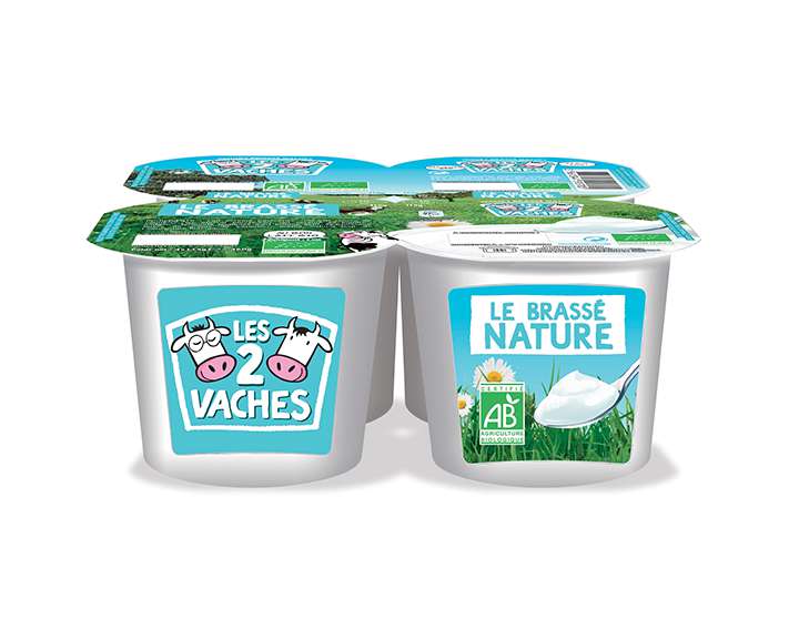 Yaourts brassés Les 2 Vaches Nature x4