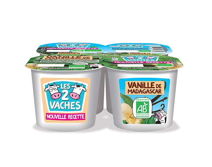 Yaourts brassés Les 2 Vaches à la vanille de Madagascar x4