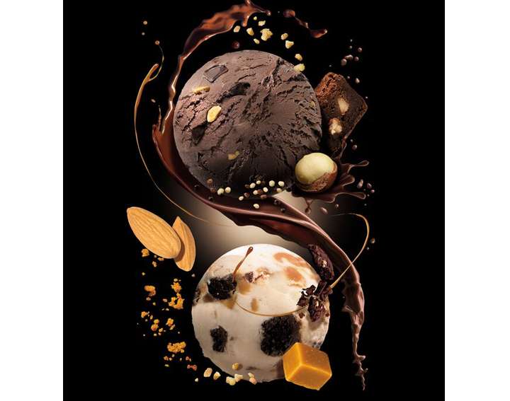 Boules de crème glacée et toppings