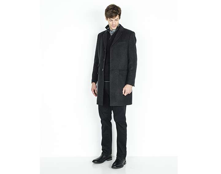 Manteau homme drap de laine chevrons droit, ELSING - 250€