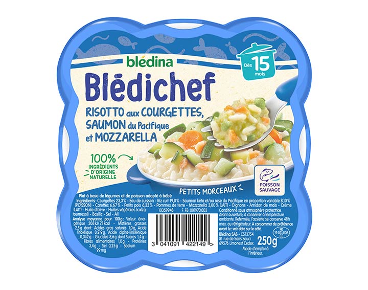 Risotto aux courgettes, saumon et mozzarella