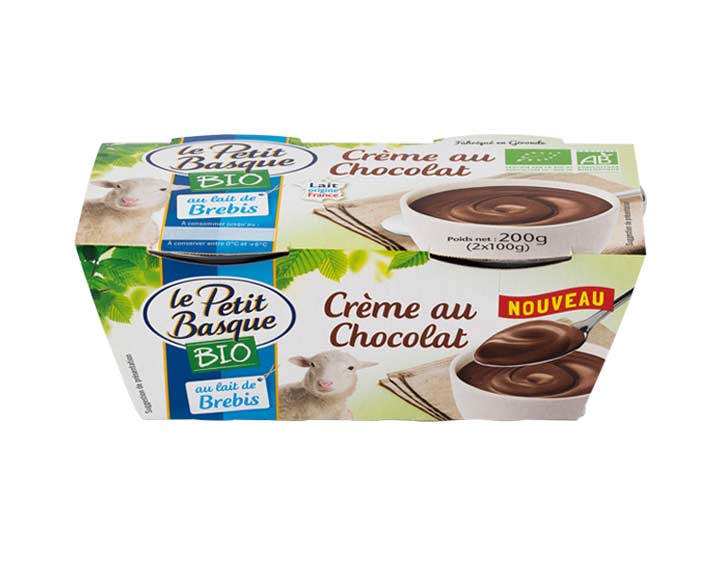 Crème chocolat  Bio au lait de brebis 2x100g
