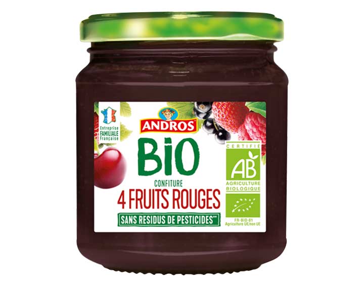Confiture de 4 Fruits rouges Andros BIO 355g