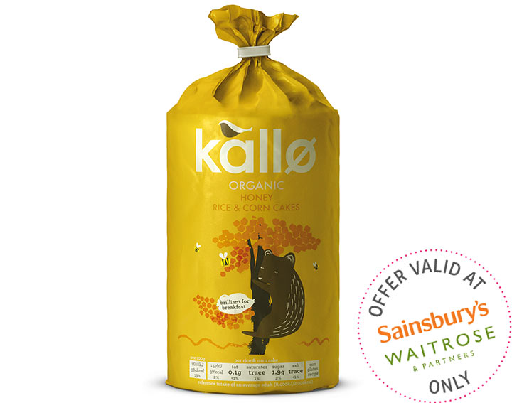 Kallo Organic Honey Rice & Corn Cakes 125g