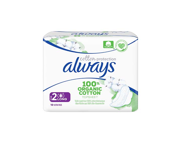 10 serviettes Always Cotton Protection - Long