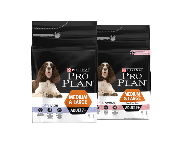 PURINA® PRO PLAN®  MEDIUM & LARGE ADULT 7+ ou MEDIUM & LARGE ADULT 7+ SENSITIVE SKIN