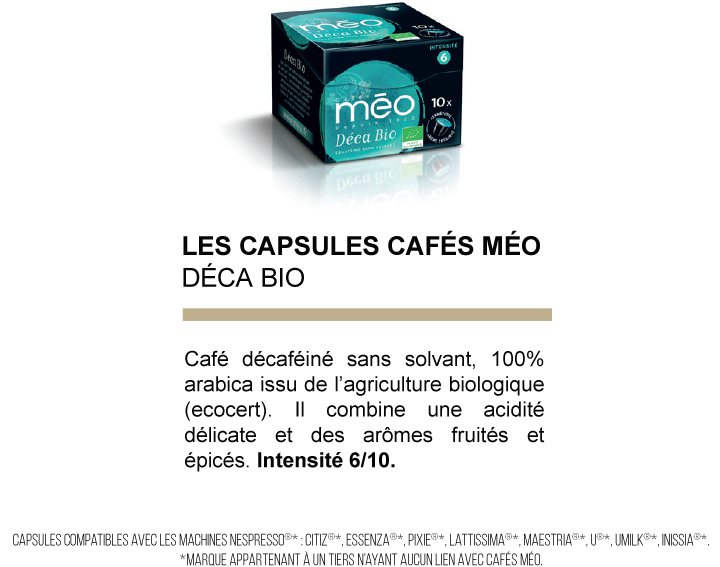 Capsules cafés Méo - Déca Bio