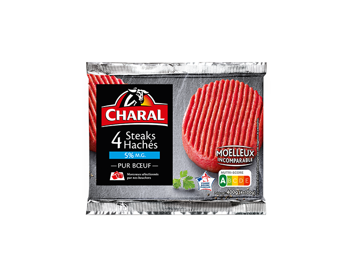 Steaks hachés pur boeuf 5% x4 (4x100g)