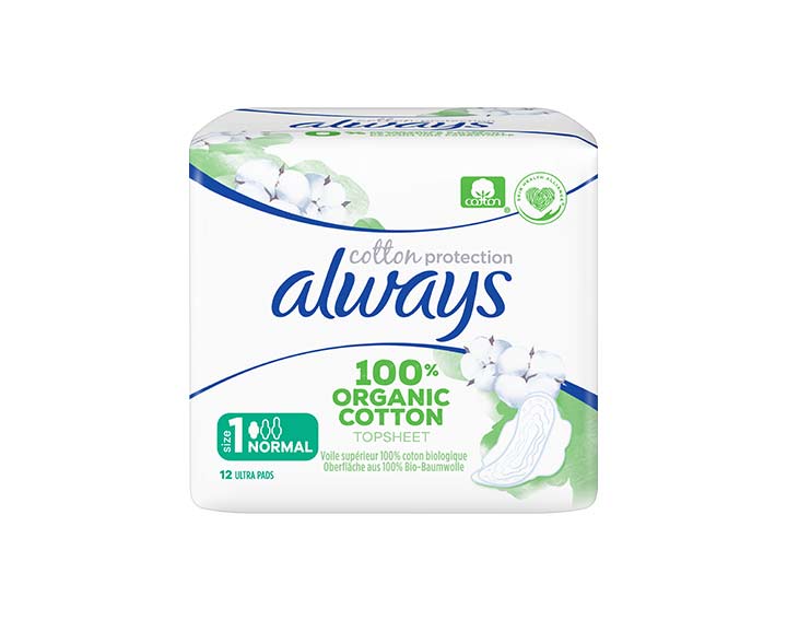 12 serviettes Always Cotton Protection - Normal