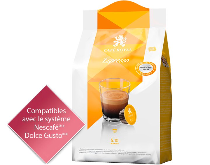 Capsules Café Royal Espresso
*Cette marque est la propriété de tiers qui n’ont aucune relation avec Delica AG.