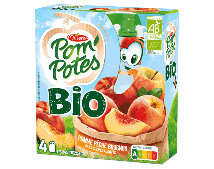 Pom'Potes® Bio Pomme Pêche Brugnon 4x90g