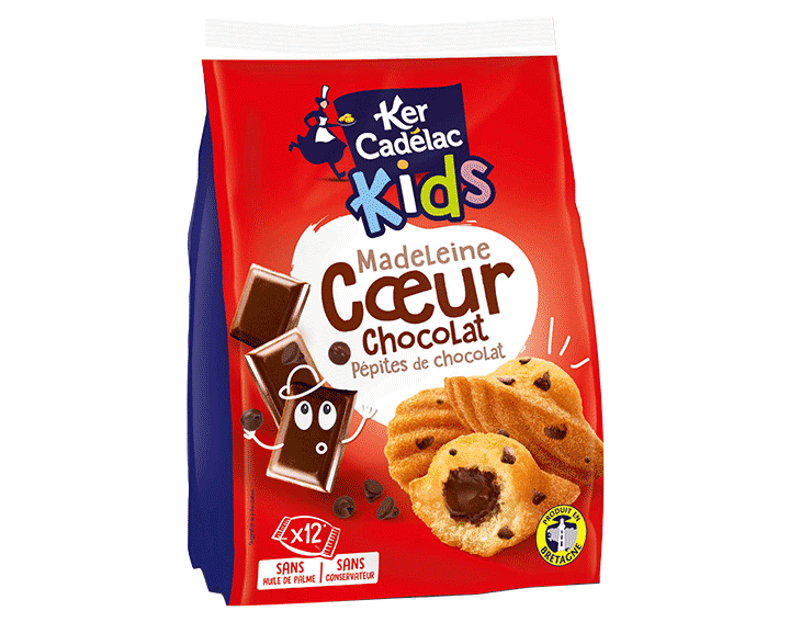 Madeleines coeur Chocolat & Pépites de Chocolat x12, 360g