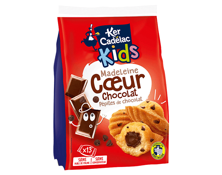 Madeleines coeur Chocolat & Pépites de Chocolat x13, 390g
