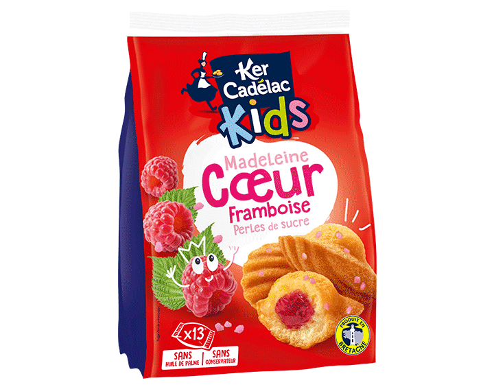 Madeleines coeur Framboise & Perles de sucre x13, 390g
