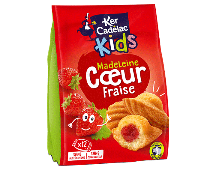 Madeleines coeur Fraise x12, 420g