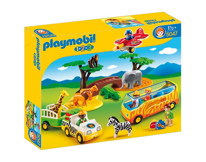 Coffret animaux de la savane avec gardien et touristes