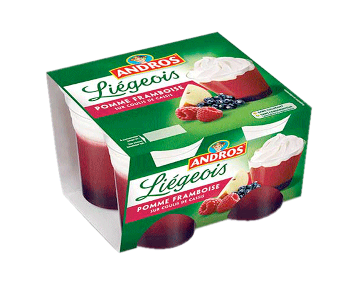 Liégeois Pomme Framboise sur coulis de Cassis