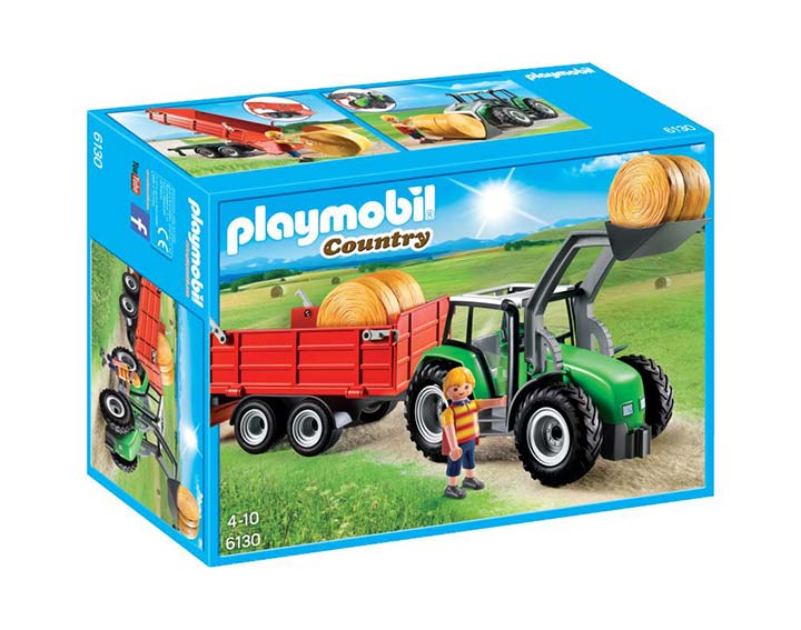 Tracteur avec pelle et remorque