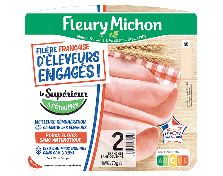 Jambon de porc Supérieur 2 tranches FFEE