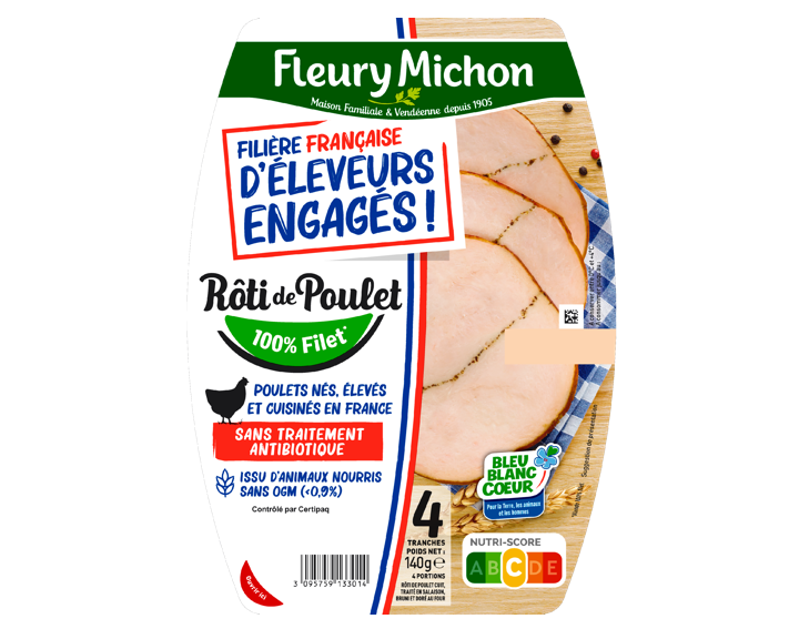 Rôti de poulet cuit 4 tranches FFEE