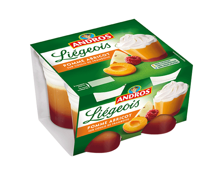Liégeois Pomme Abricot sur coulis de Framboise