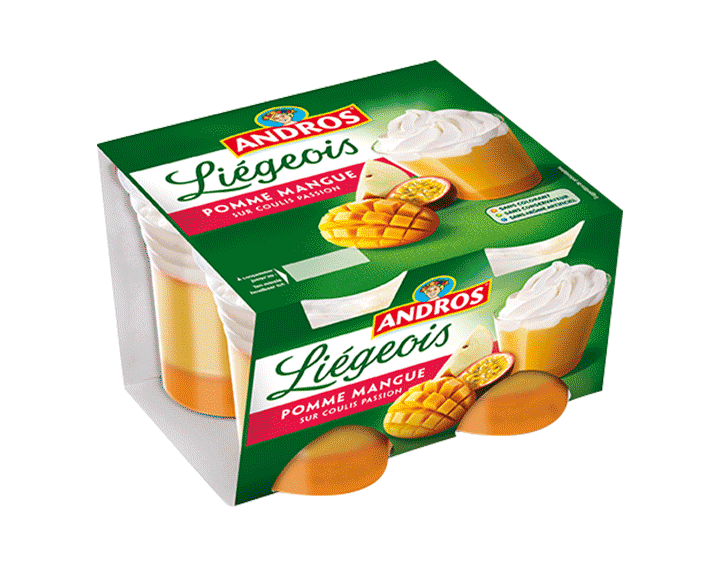 Liégeois Pomme Mangue sur coulis de Passion