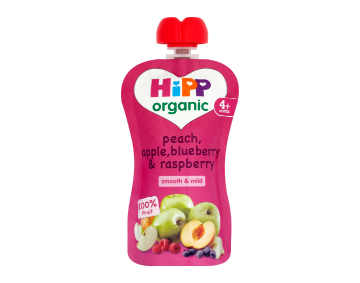 HiPP Organic pouch peach, apple, blueberry & raspberry 