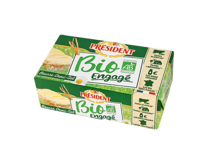Président Beurre Bio plaquette 250g demi-sel