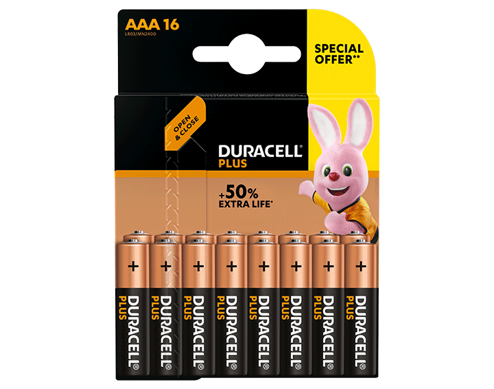 Duracell Plus AAA 16 piles offre spéciale 