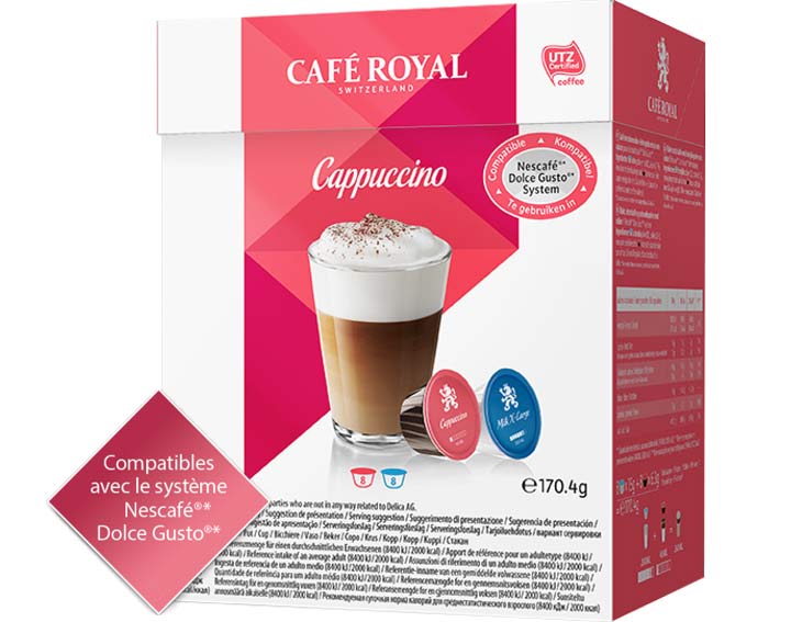 Capsules Café Royal Cappuccino
*Cette marque est la propriété de tiers qui n’ont aucune relation avec Delica AG.