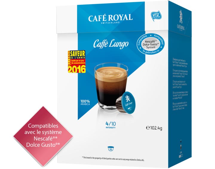 Capsules Café Royal Caffè Lungo
*Cette marque est la propriété de tiers qui n’ont aucune relation avec Delica AG.