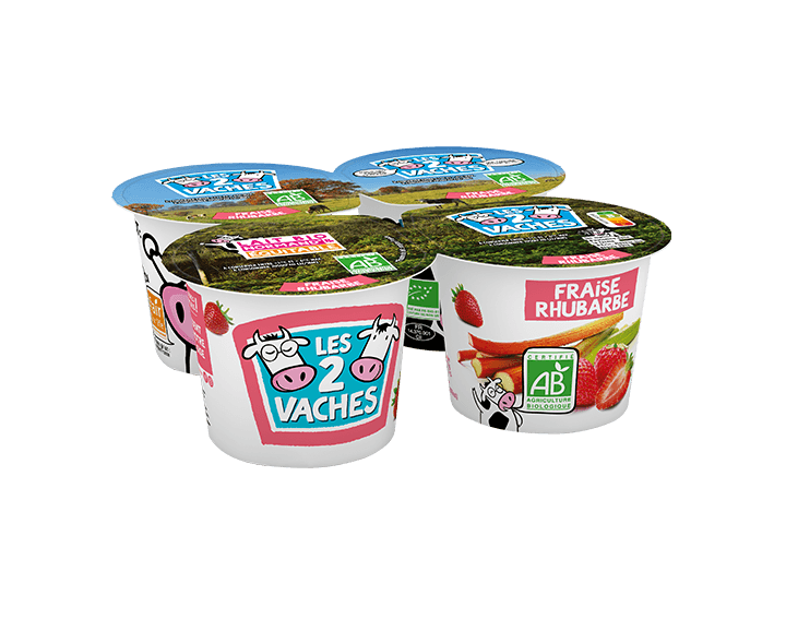Yaourt Bio Brassé Fraise Rhubarbe 115gx4