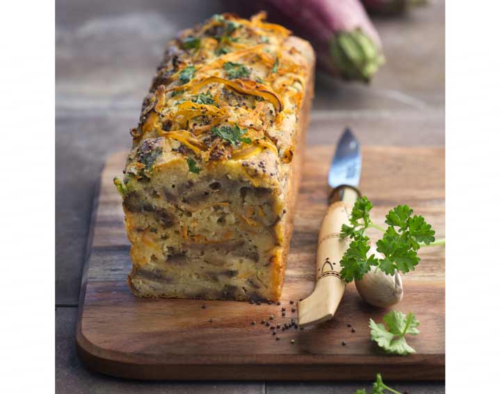 Recette de Cake aubergines & carottes 