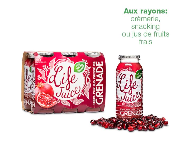 Pack de 6 bouteilles de 120ml de jus de grenade Life Juice