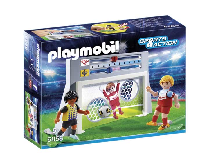 Cage de tir au but avec footballeurs 