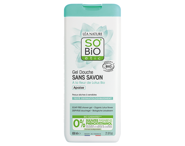 Gel douche sans savon, à la fleur de Lotus bio, 650ml