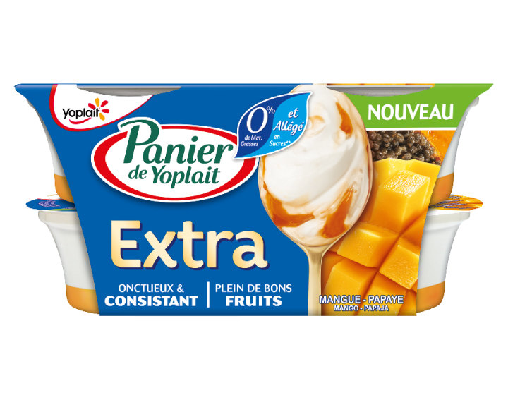 Panier de Yoplait 0% Extra Mangue-Papaye